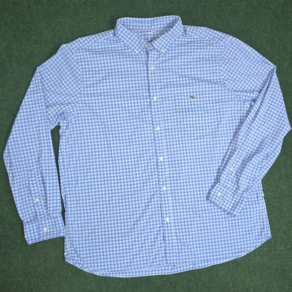 Vineyard Vines | Skysail Gingham On-The-Go Performance Button Down Boating Shirt - Picture 16 of 16
